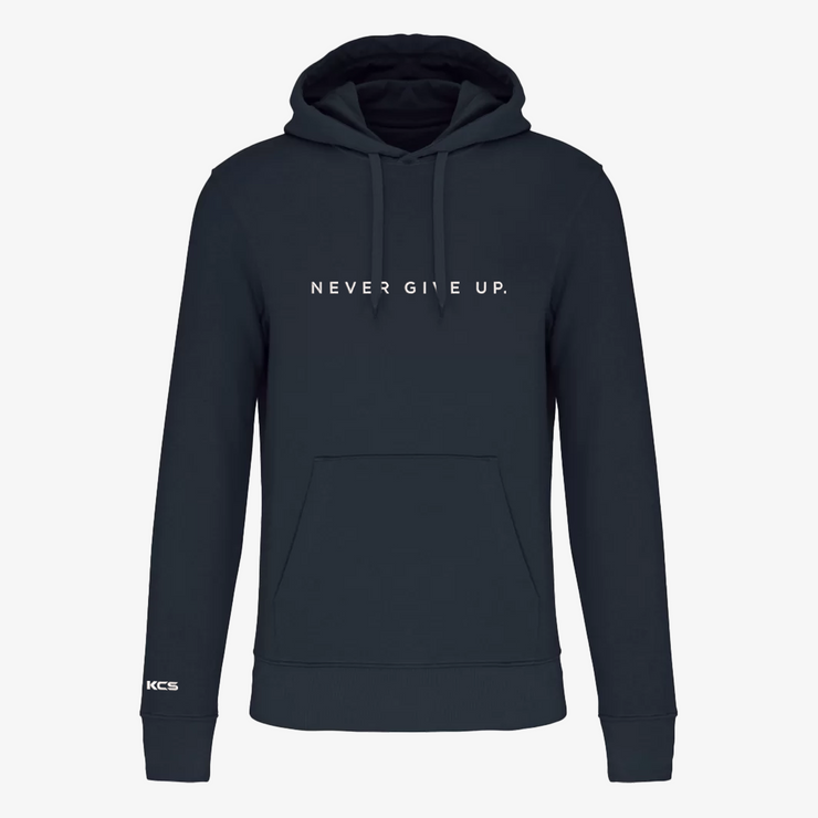 Never Give Up Classic Eco Friendly Hoodie - Navy