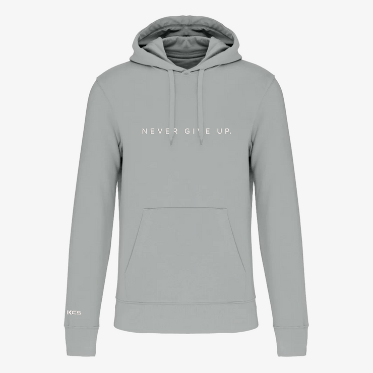 Never Give Up Classic Eco Friendly Hoodie - Snow Grey