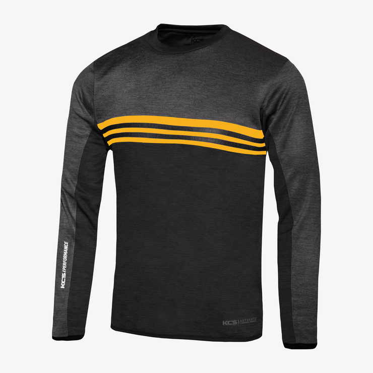 KCS Cortez Crew Neck Top - Melange Black, Melange Grey & Gold