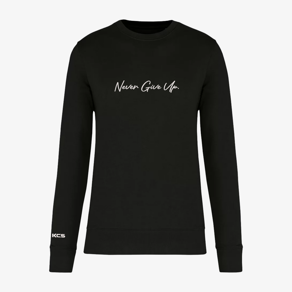 Never Give Up Script Eco Friendly Crew - Black